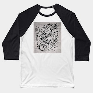 Swallow bird and flowers illustration Baseball T-Shirt